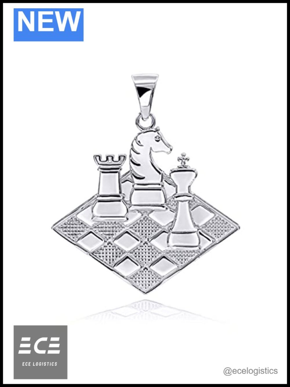 Sterling Silver Chess Game Pendant Fine Jewelry Gift
